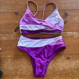 Stylish Purple and White Women's Bikini Set size small